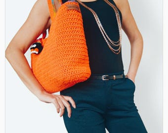Orange Crochet Bag, Unique Cotton Stylish Big Summer Beach Bag, Handbag/Gift For Her!