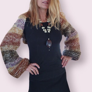 Offene Vorderseite abgeschnitten Boho Cardigan Wolle / Handgefertigte Langarm Shrug Bolero / Mehrfarbige Schultern für Frauen mit Ärmeln / Geschenk für Sie!