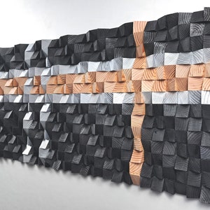 Wooden wall decoration, wood wall art, wooden mosaic, abstract art, 3D wall art, acoustic panel, sound diffuser