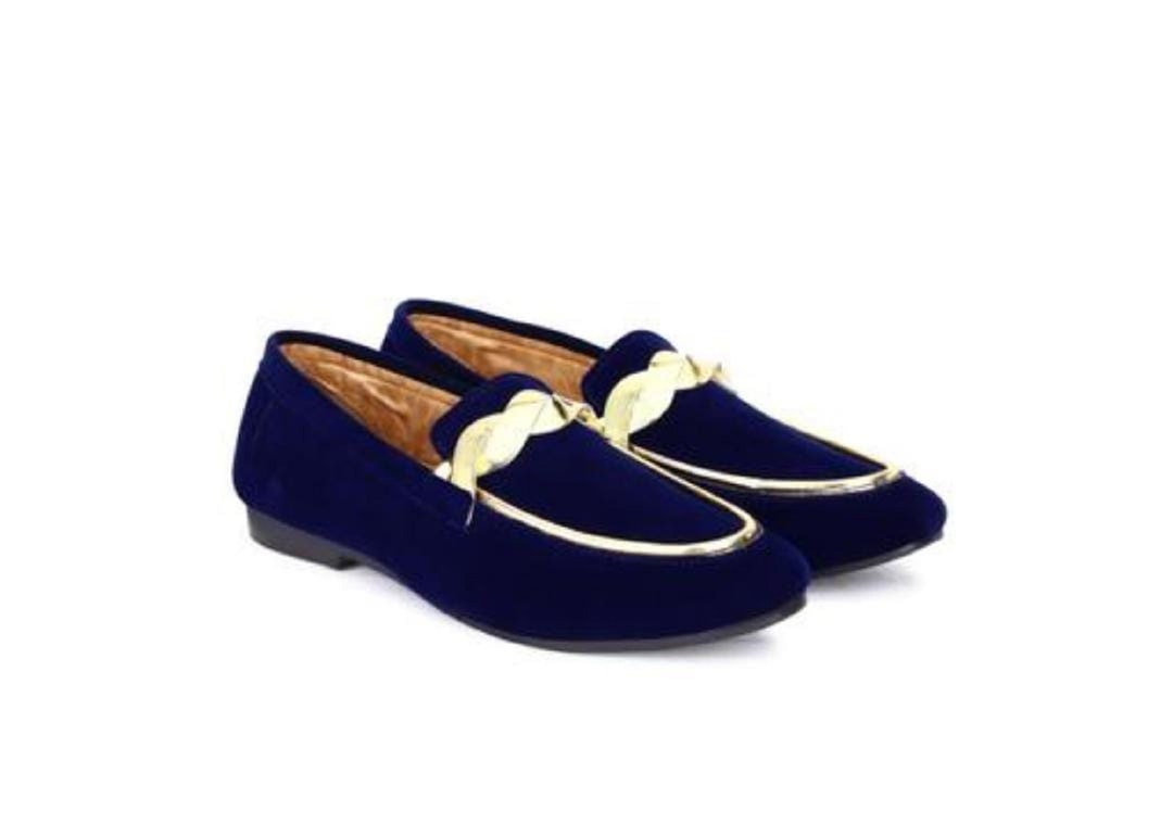 navy blue velvet loafers