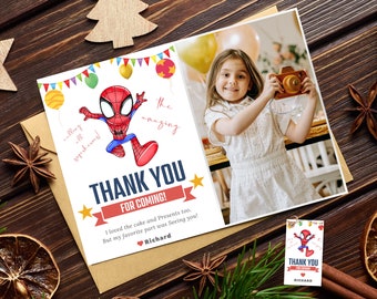 Spider man photo thank you card Instant Download Spiderman thank you cards photo printable invitation Spiderman picture thank you cards invi