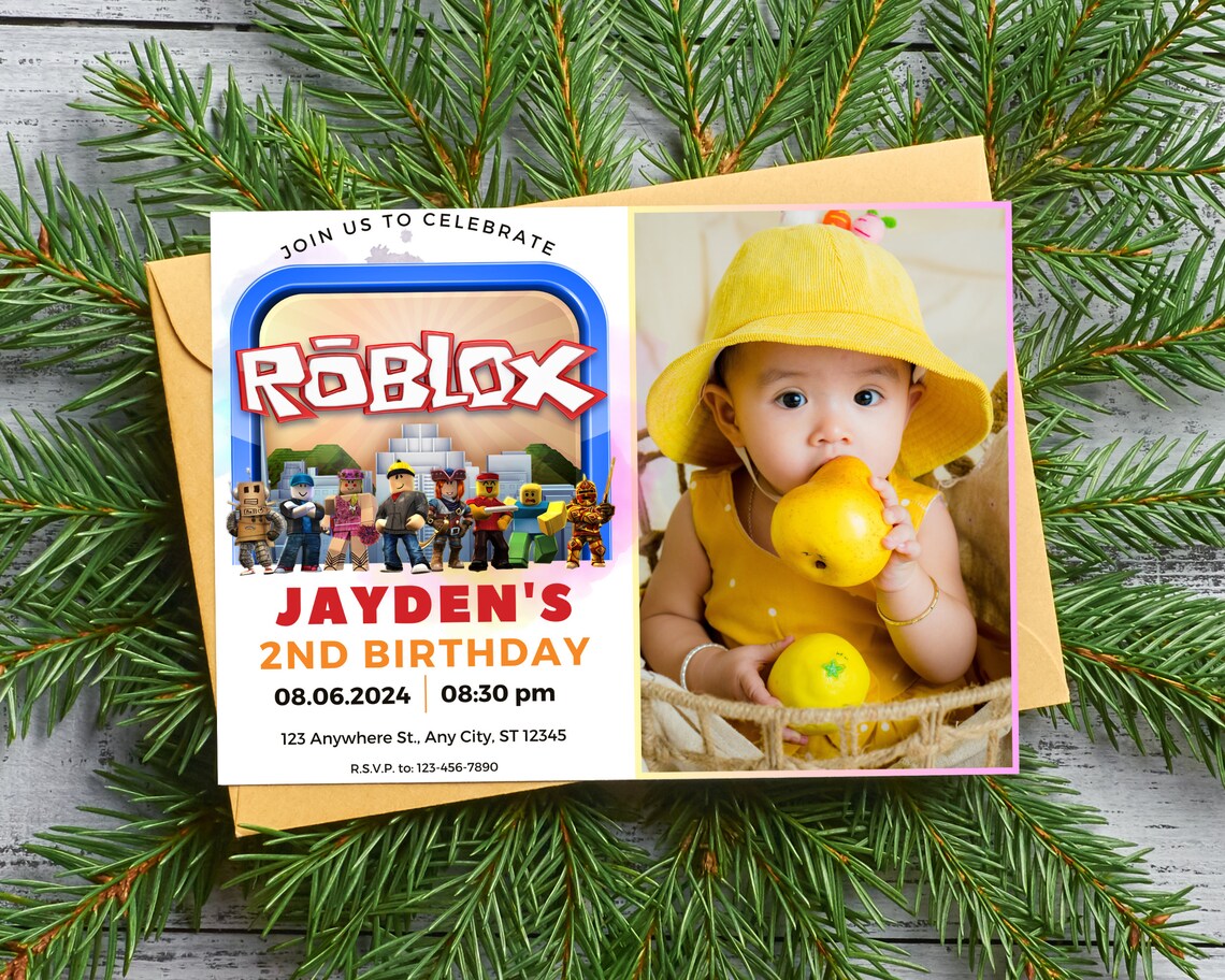 Roblox Birthday Invitation, Roblox Birthday Invite, Roblox Party ...