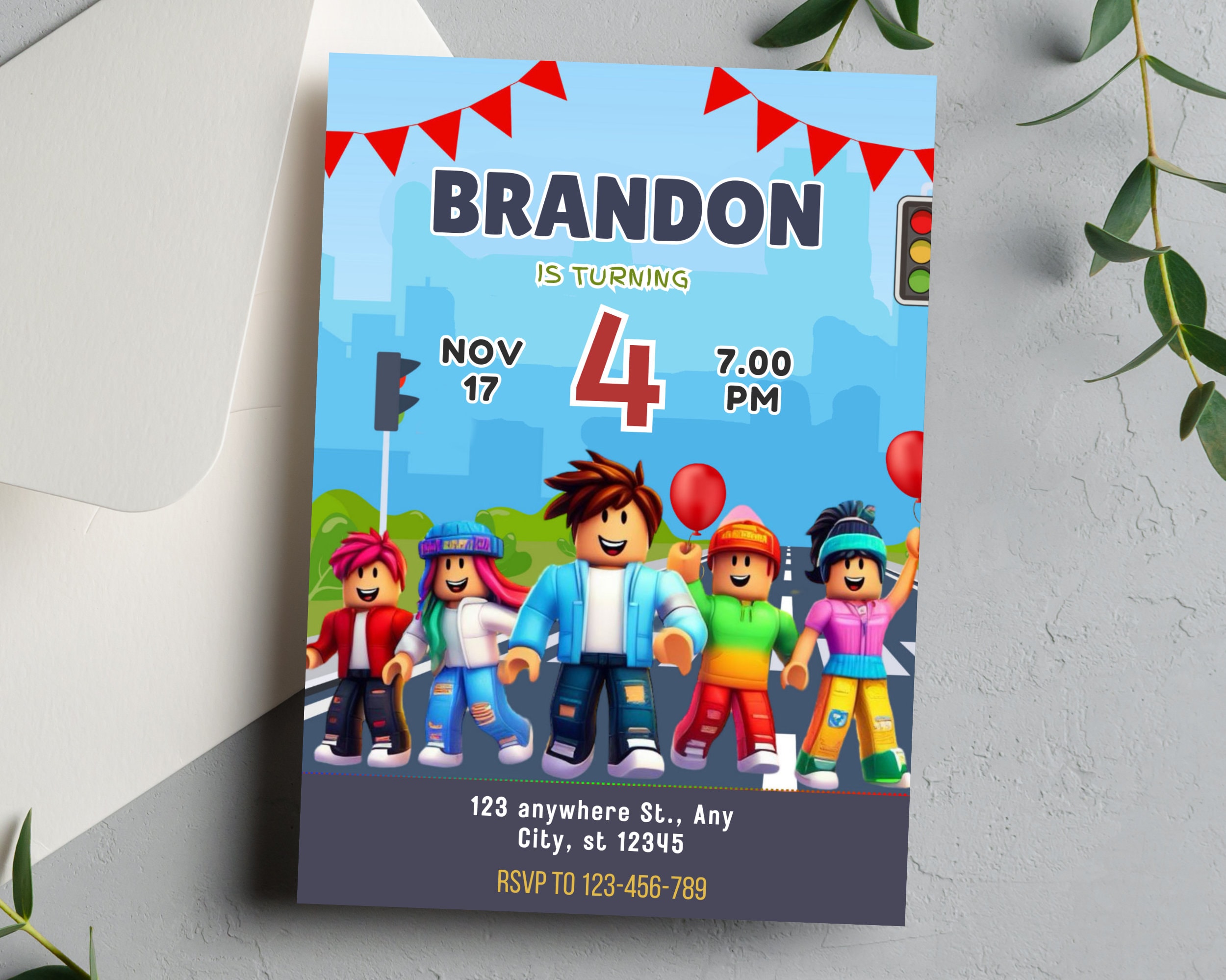Roblox Birthday Invitation Roblox Birthday Invite Roblox Party ...