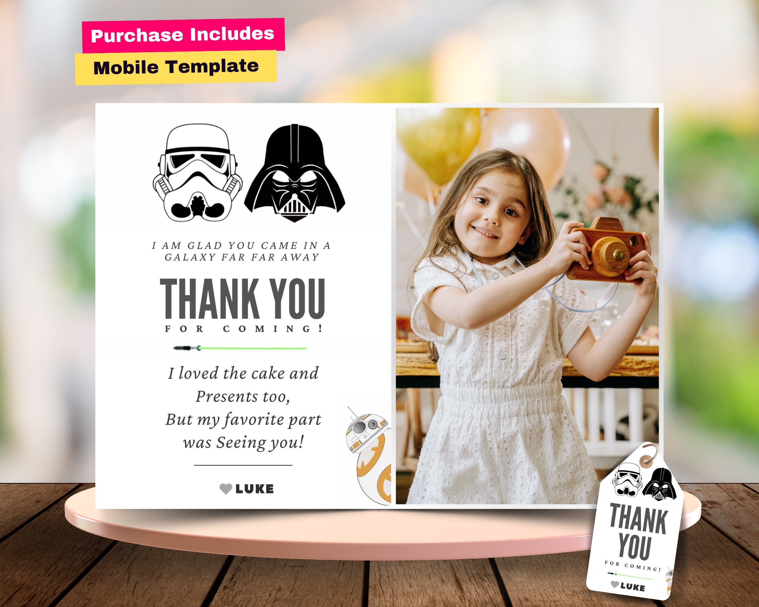Star Wars Photo Thank You Card Instant Download Star War Thank You ...