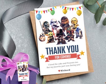 Notes de remerciement Jedi Cartes de remerciement uniques Star Wars Cartes de gratitude inspirées de Star Wars Cartes de remerciement Star Wars de remerciement Jedi
