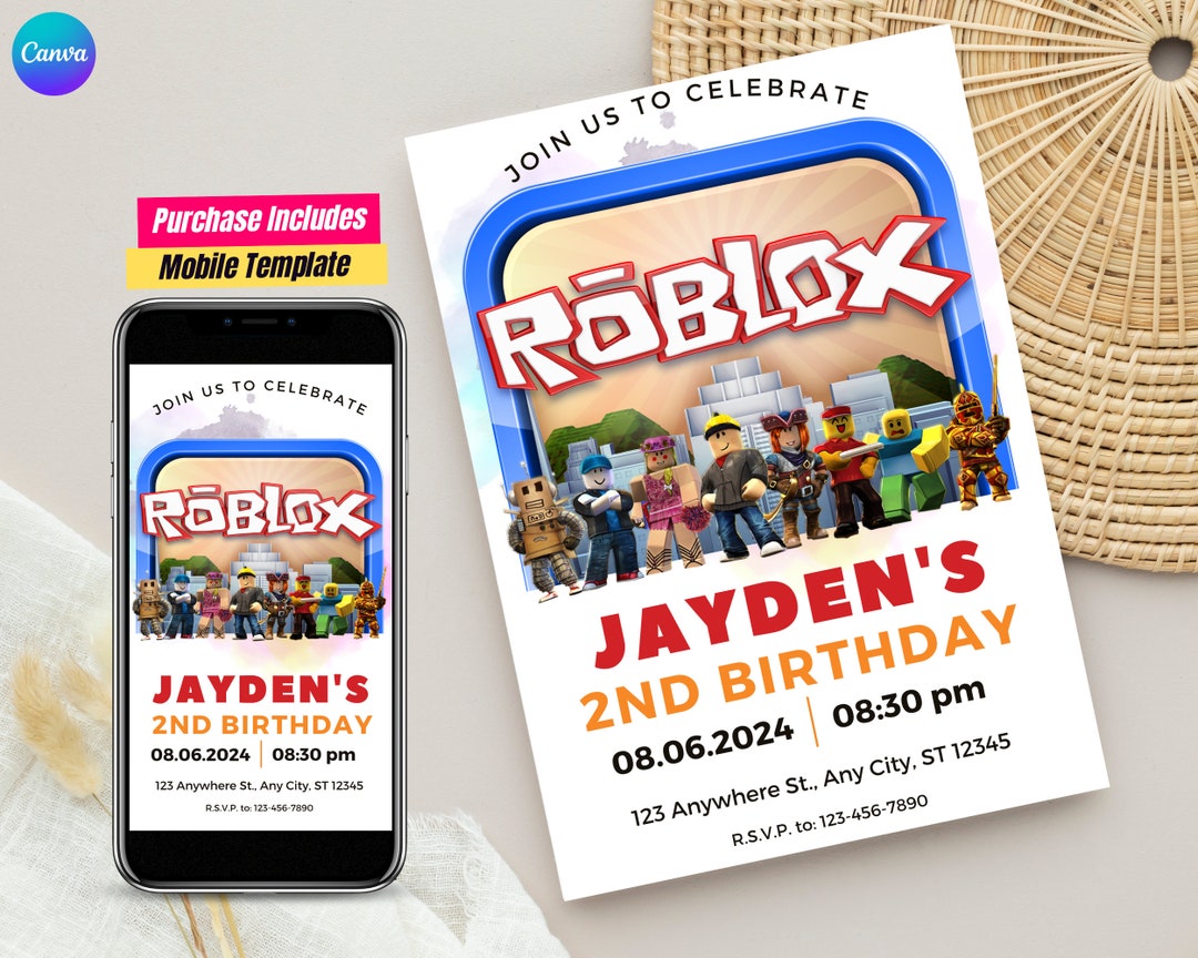 Roblox Birthday Banner, Roblox Birthday Card, Roblox Digital Download