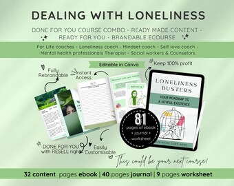 Loneliness Ebook, Workbook & Journal, Coach Content (Canva Template)