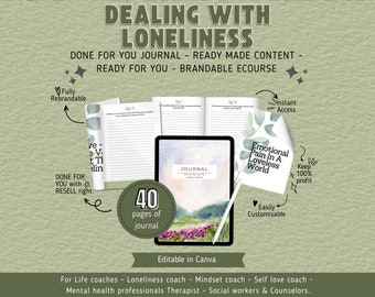 Journal Traiter la solitude, contenu de coaching rebrandable (Canva)