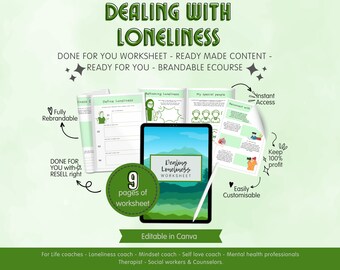 Feuille de travail sur la solitude, guide du DPP, ressource pour les émotions et le coach de vie (modifiable sur toile)