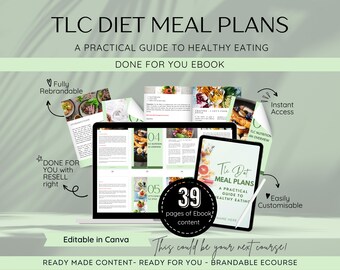 TLC Diet Meal Plans Ebook: Brandable Health Coach Workbook (Canva)