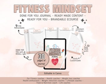Journal des états d'esprit fitness, programme de coaching « Done For You » (modifiable sur toile)