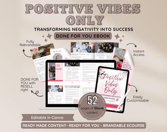 Positive Vibes PLR Ebook | Goal Setting for Life Coaches (Canva Template)