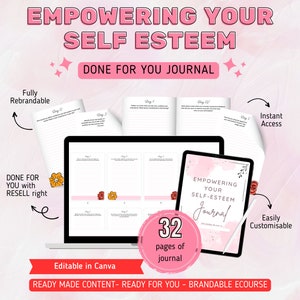 Self Esteem journal Done For You PLR Guide for Confidence Coach Self Love Coach Self Esteem Self Care Journal Wellness Coach
