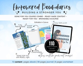 Setting Boundaries Ebook PLR, Workbook, Journal (Canva Template)