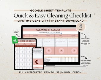 Liste de contrôle du nettoyage, tableau des tâches hebdomadaires et mensuelles (modèle Google Sheets)
