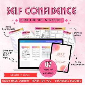 Self Confidence worksheet Done For You PLR Guide for Confidence Coach worksheet Self Love Coach Self Esteem Self Care Wellness Coach