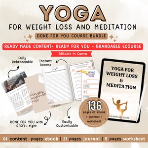 Yoga for Weight Loss Done For You E book Coaching Program for Yoga Coach PLR Ebook for Health Coach Yoga Workbook  for Wellness Coach