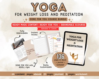 Ebook Yoga pour perdre du poids, Instructions pour la tenue d'un journal, modèle Canva