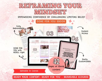 Reframing Mindset Ebook: Brandable Confidence Coaching Content (Canva Template)