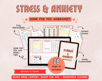 Feuille de travail sur le stress et l'anxiété : modèle de programme de coaching (modifiable sur toile)