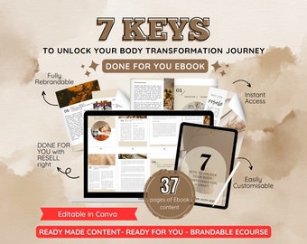 Ebook Transformation du corps | 7 clés, programme de coaching personnalisé (modèle canva)