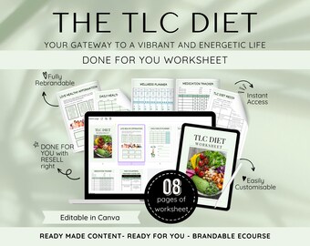 TLC Diet Worksheet Coaching Program, Weight Loss (Canva Editable)