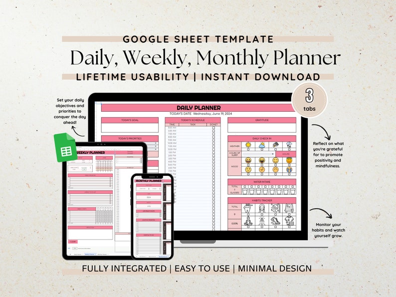 Daily Weekly Schedule Spreadsheet Planner Google Sheets Template Daily ...