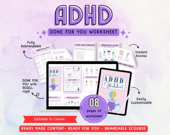 Feuille de travail pour coach TDAH : guide client personnalisable (modèle Canva)