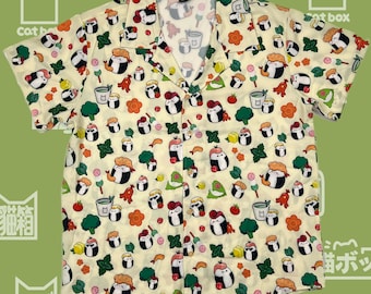 Bird Onigiri Bento Hawaiian Shirt Silky Short Sleeves Button Up