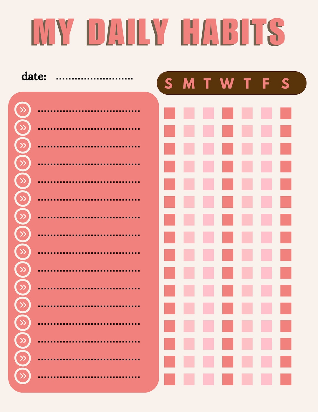 HABIT TRACKER Pink Themed Digital Planner Downloadable - Etsy