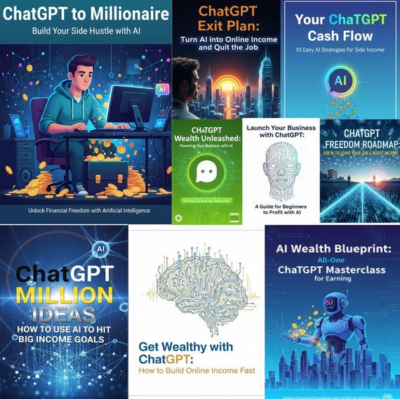 20 ChatGPT Income eBooks Bundle | AI Side Hustle Guides Digital Download