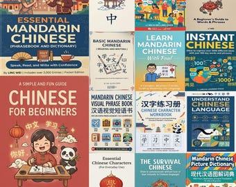 Paquete de 20 libros electrónicos en chino mandarín / Colección de PDF para aprender mandarín (Descarga instantánea)