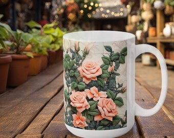 Taza de rosas rosadas: regalo de amistad, promesa de primavera, homenaje al legado, 2 opciones de tamaño