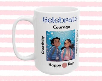 Taza de café para su creatividad, taza del maestro, desafío artístico del día de los puntos, taza para lápices o como premio