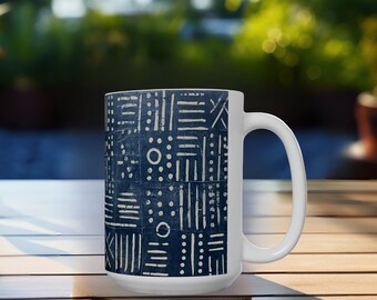 Taza para un hermano o hermana de una fraternidad. Esta taza de tela azul y blanca te encantará. Disponible en 2 tamaños.