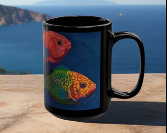 Taza con pareja de peces de colores (11 oz, 15 oz)