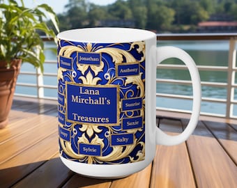 Taza viejo amigo azul y dorado