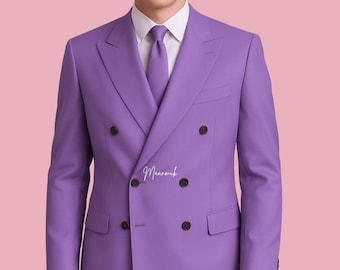 Men's Lilac Double-breasted Suit: Elegant Wedding Tuxedo - Etsy