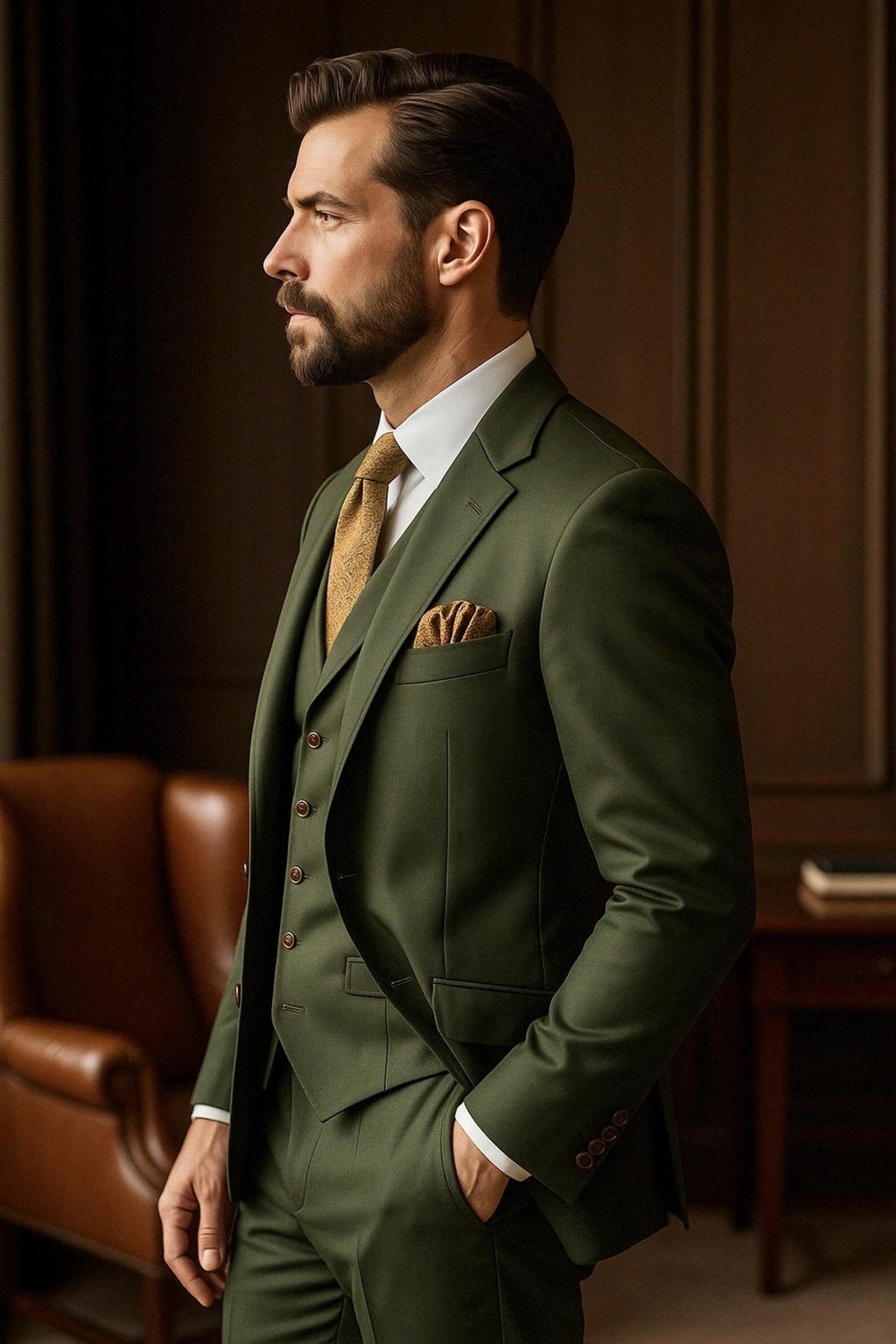 Men s Olive Green 3 piece Suit Slim Fit Poly viscose Wedding Attire Etsy Men s Olive Green 3 piece Suit Slim Fit Poly viscose Wedding Attire Etsy