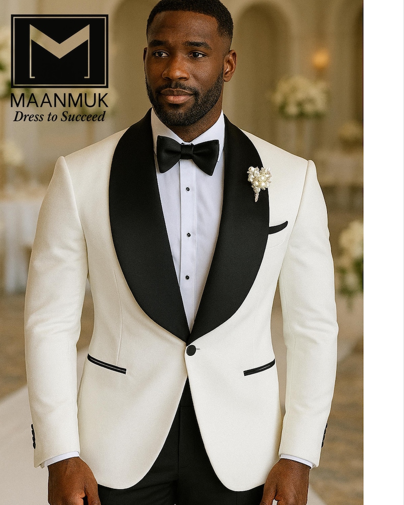 White Dinner Tuxedo Jacket with Shawl Lapel – Wedding & Prom main image 0
