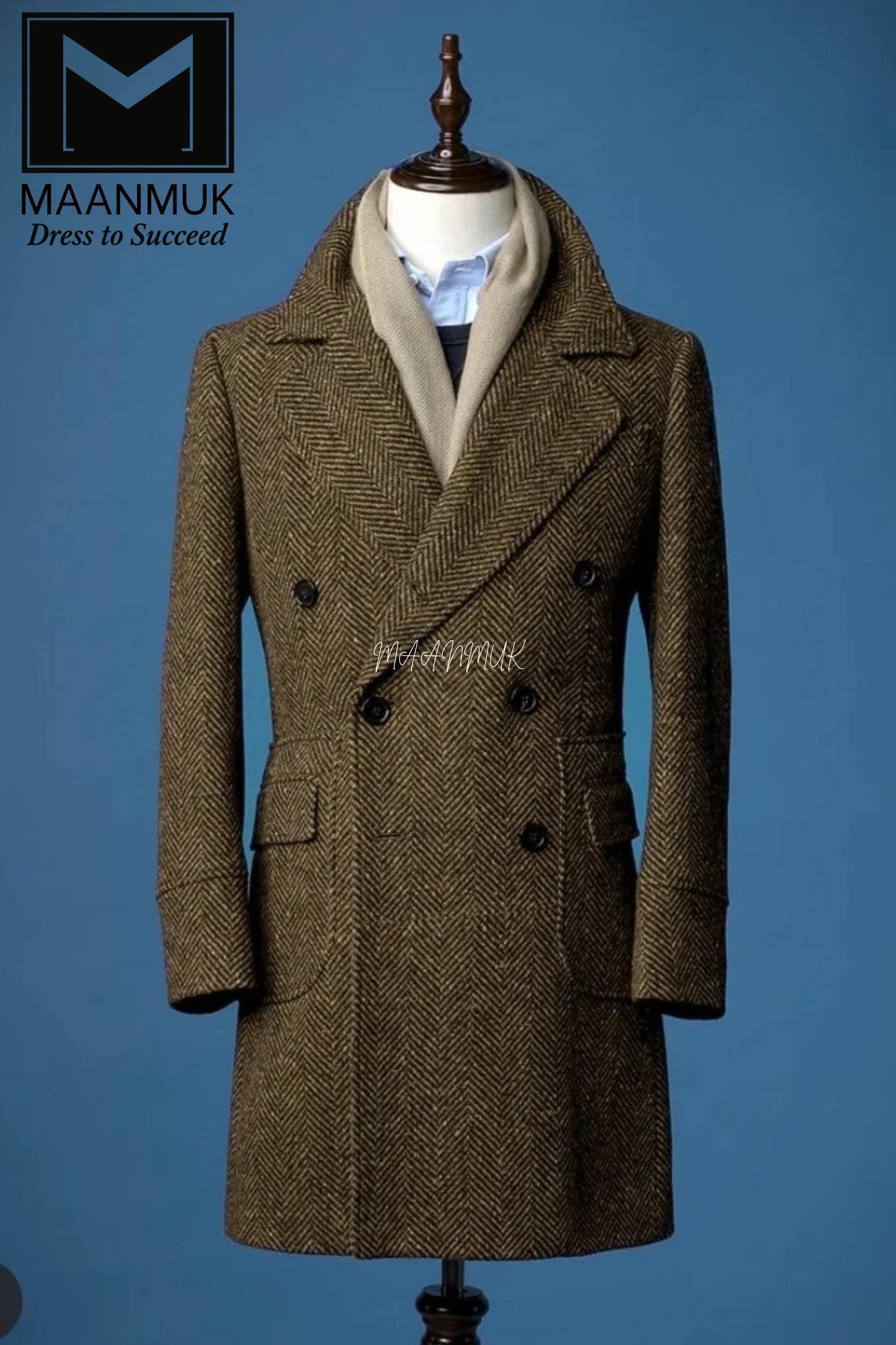 Custom Mens Coat Herringbone - Main Image