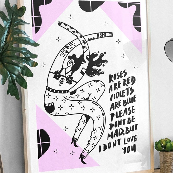 Feminist wall art, woman art poster, tattoo girl print, feminism art print, maximalist wall art, feminist funny poster, female art