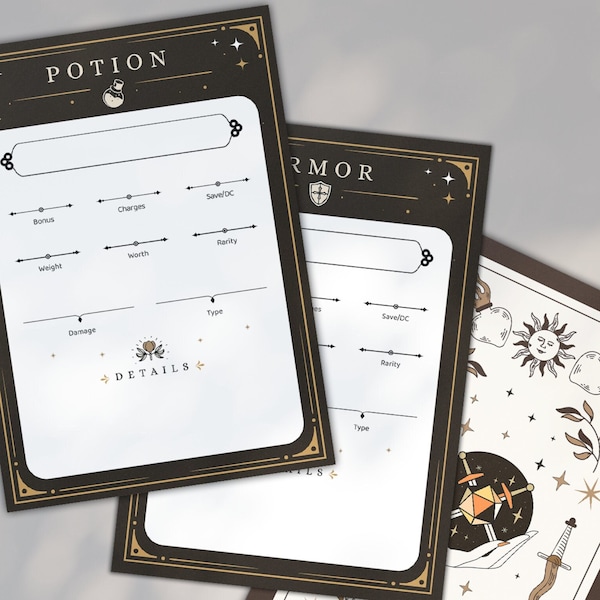 Printable Dnd Equipment Cards Etsy