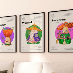 Dnd art print, class wall art bundle, funny dnd dice wall art, dnd character gaming room art, wizard ranger sorcerer dnd artwork digital