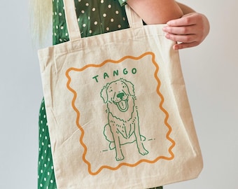 Custom Pet Tote Bag, Pet Portrait Canvas Tote Bag with Pet Name, Bags With Dog Face, Dog Mom Tote Bag, Dog lover gift Pet Loss Mother&#39;s day