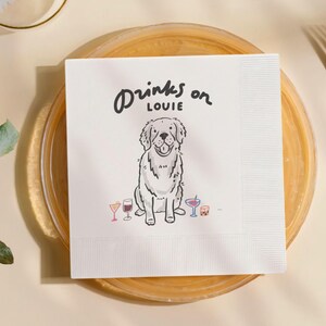Personalized Pet Wedding Napkins: Custom Dog Portrait, Engagement Party Decor