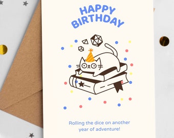 DND birthday card, printable birthday congratulations card, nerdy dungeon master rpg gift, gamer birthday card, roll Initiative greetings