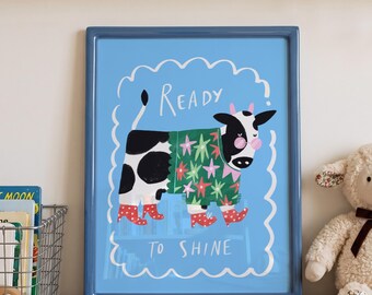 Playful Cow Print animals Modern Kids Wall art Wall Art Funny Kids Montessori Playroom Prints Positive affirmation for kids