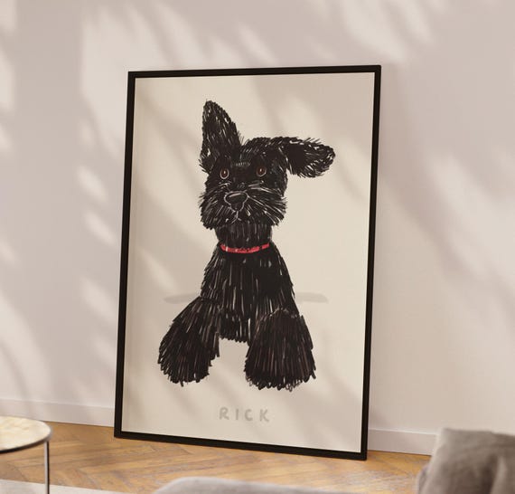 Custom dog portrait Custom badly drawn pet portrait Personalized dog picture Funny pet portrait from photo Dog lover gift Dog wall art Decor