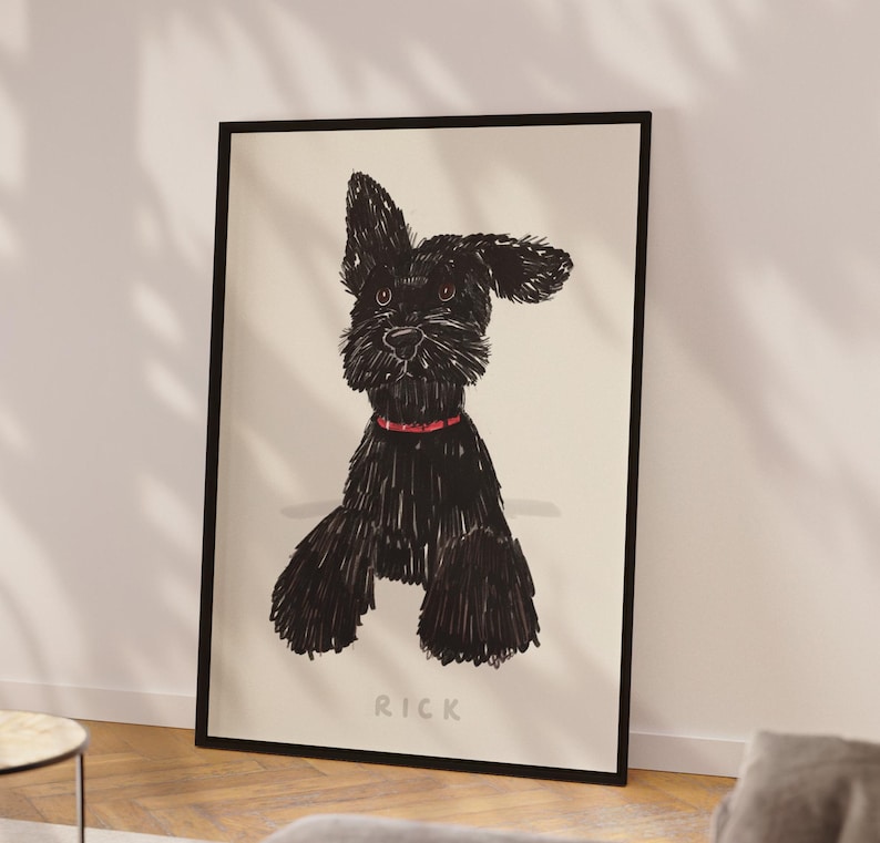 Custom dog portrait Custom badly drawn pet portrait Personalized dog picture Funny pet portrait from photo Dog lover gift Dog wall art Decor image 1